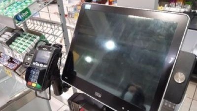 Touch screen equipped with a protective foil with protection against the deposition of organic and microbial pollutants II. I.